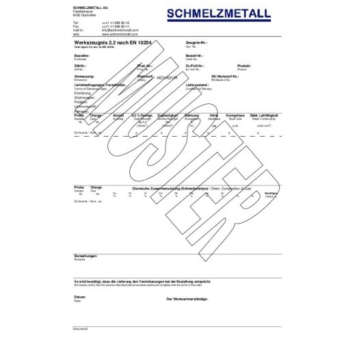 Materialsertifikat, sertifikat