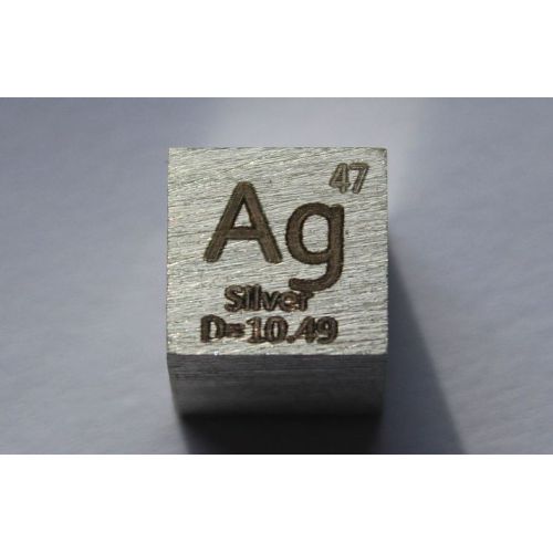 Sølv Ag Metall Kube 10x10mm polert 99,99% Renhet kube