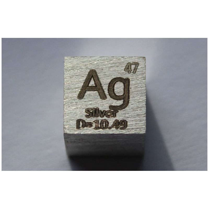 Sølv Ag Metall Kube 10x10mm polert 99,99% Renhet kube